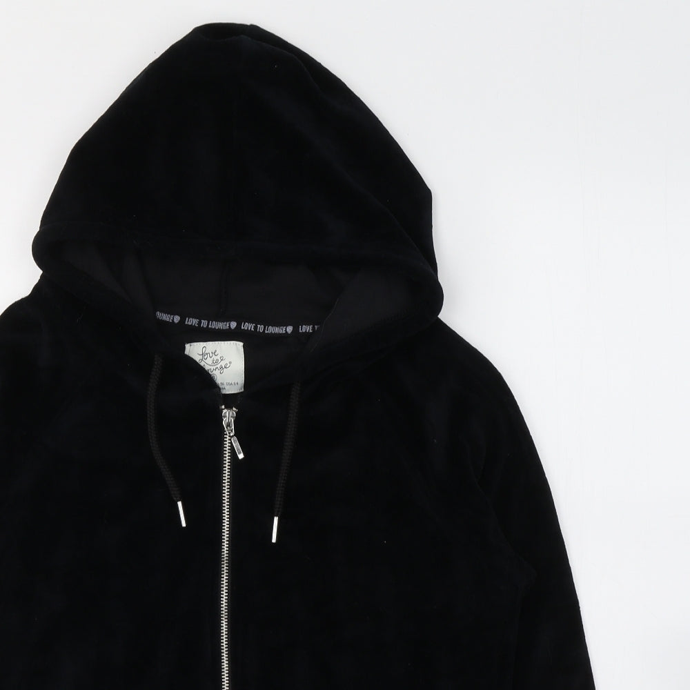 Primark Womens Black  Cotton Full Zip Hoodie Size S  Zip