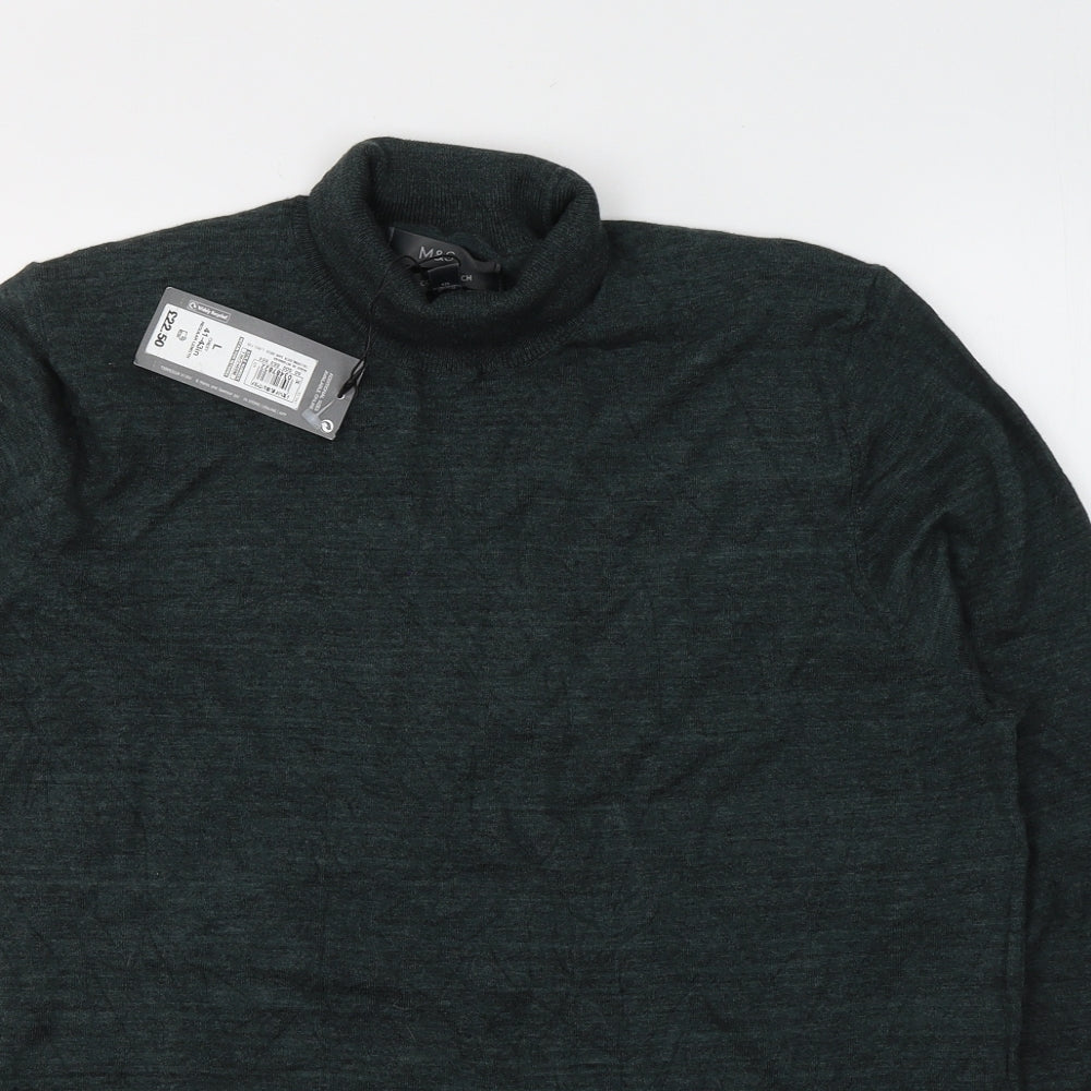 Marks and Spencer Mens Green Roll Neck  Cotton Pullover Jumper Size L