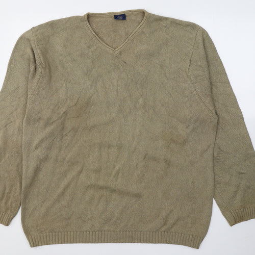 Casual Club Mens Beige Round Neck  Cotton Pullover Jumper Size XL