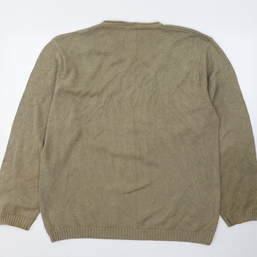 Casual Club Mens Beige Round Neck  Cotton Pullover Jumper Size XL