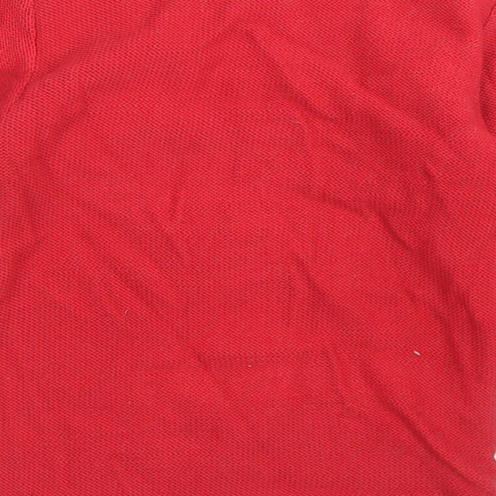 George Girls Red  Cotton Pullover Jumper Size 18-24 Months  Button - Reindeer Christmas