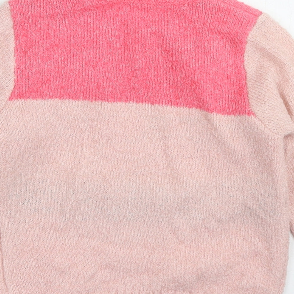 George Girls Pink Colourblock Polyester Pullover Jumper Size 18-24 Months   - Unicorn