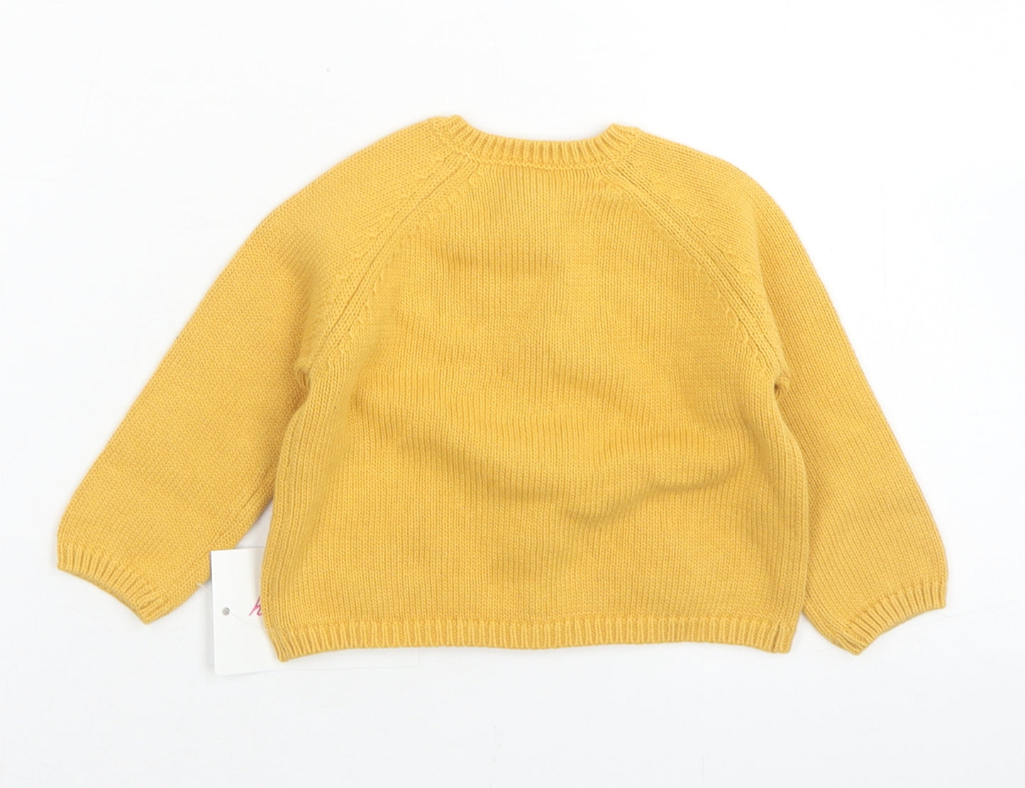 NEXT Girls Yellow  Acrylic Cape Jumper Size 3-6 Months  Button - Rabbits