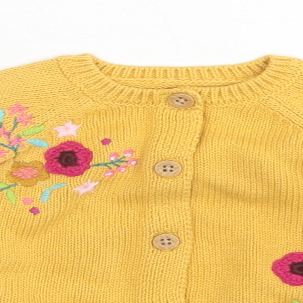 NEXT Girls Yellow  Acrylic Cape Jumper Size 3-6 Months  Button - Rabbits