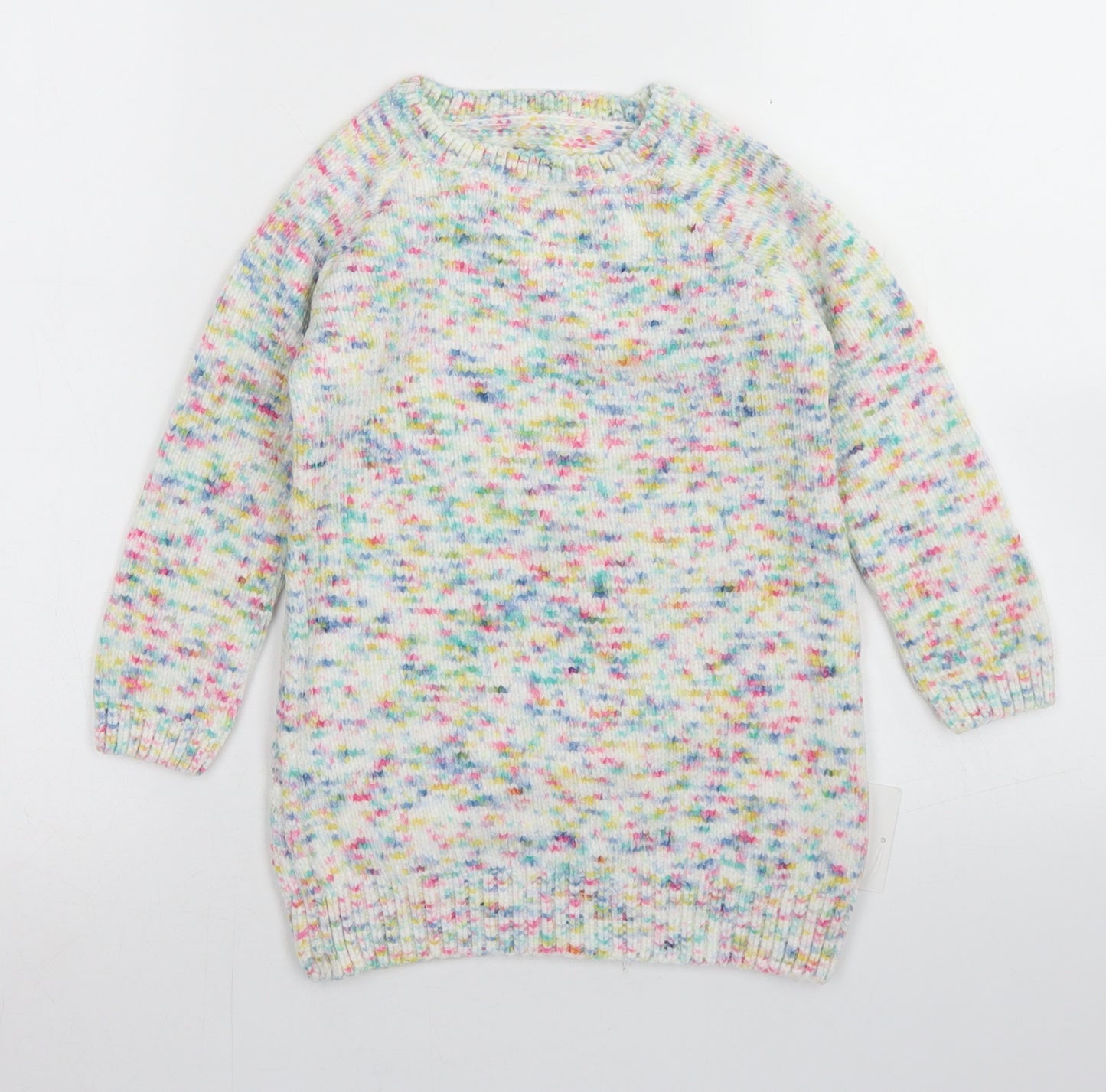 George Girls Multicoloured  Polyester Jumper Dress  Size 3-4 Years  Crew Neck  - Chenille