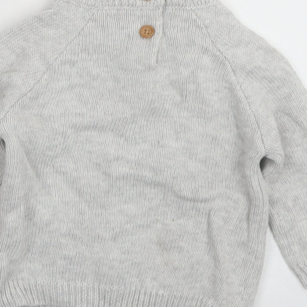 George Girls Grey Geometric Cotton Pullover Jumper Size 0-3 Months  Button - Star Print