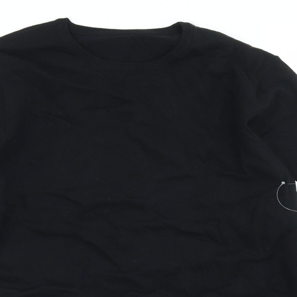 Preworn Mens Black Crew Neck  Cotton Pullover Jumper Size M