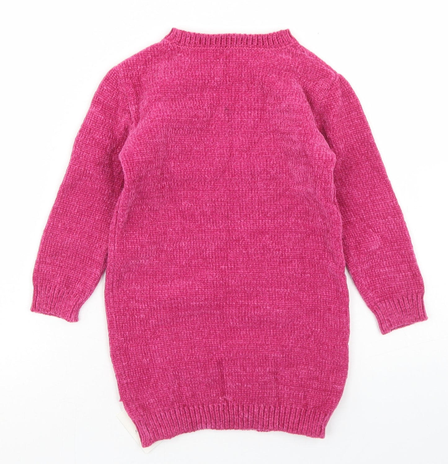 George Girls Pink  Polyester Jumper Dress  Size 3-4 Years  Crew Neck  - Star print, Chenille