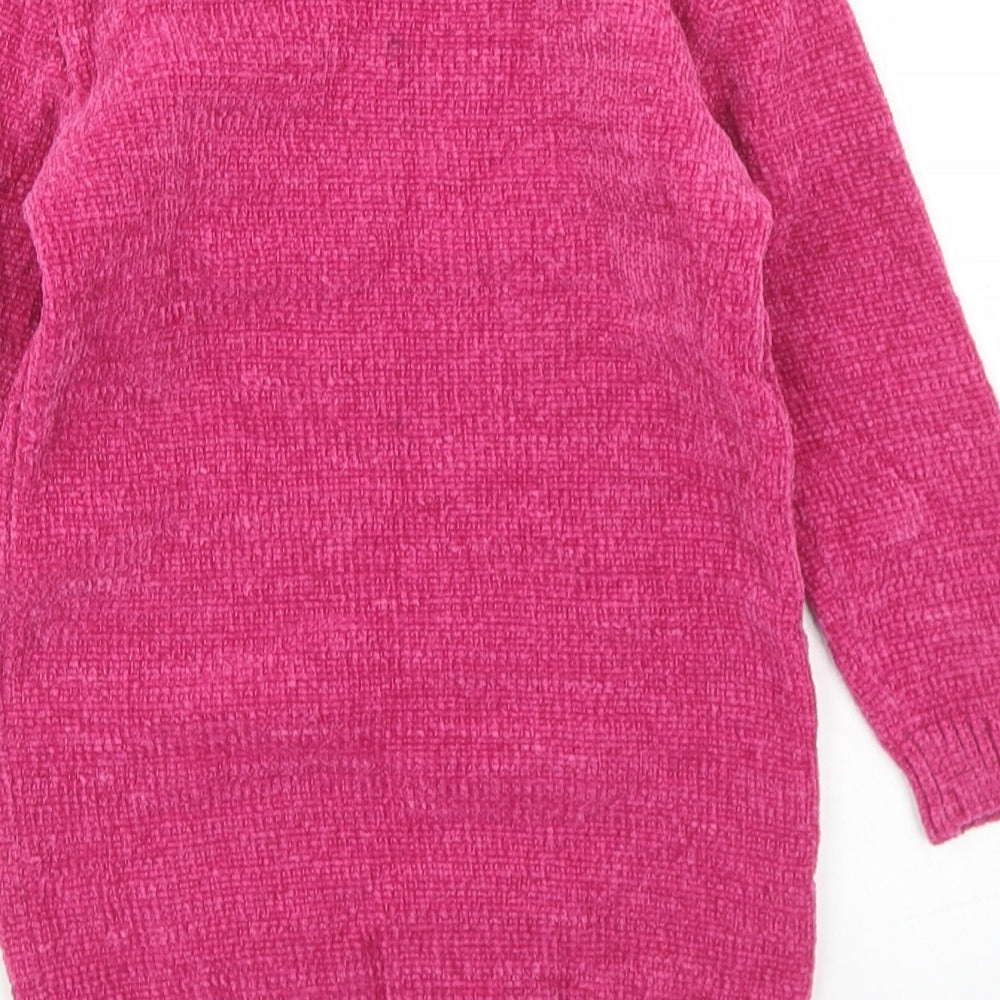 George Girls Pink  Polyester Jumper Dress  Size 3-4 Years  Crew Neck  - Star print, Chenille