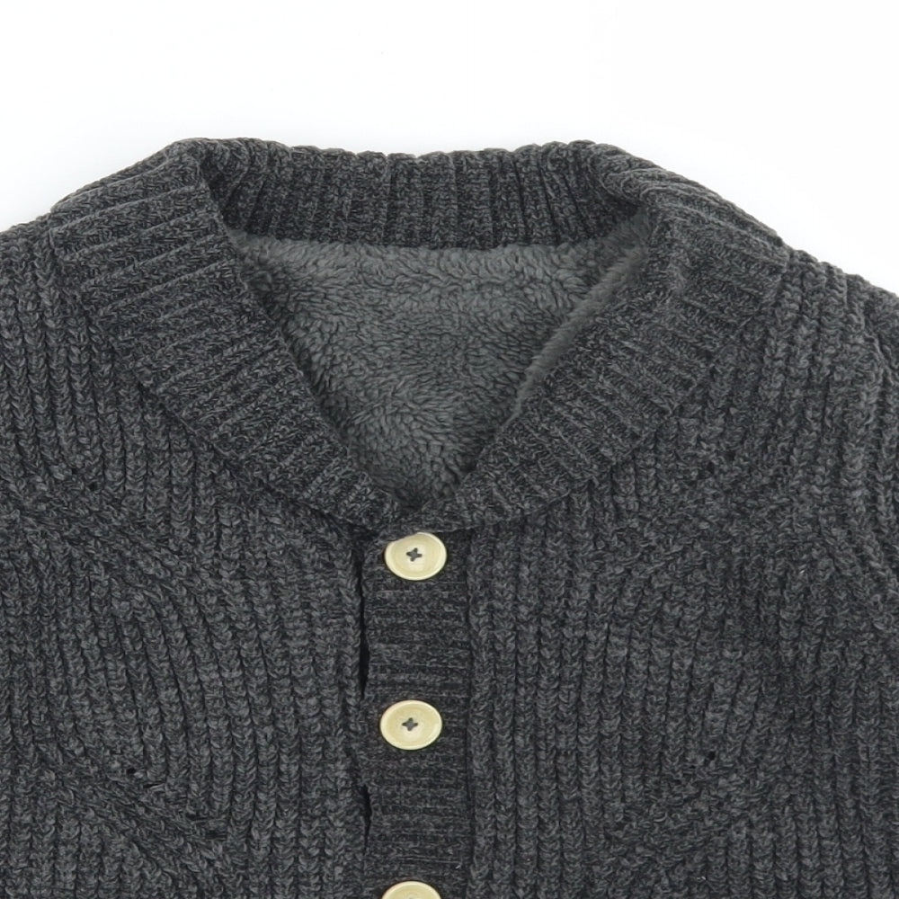 Nutmeg Boys Grey Collared  Polyester Cardigan Jumper Size 7-8 Years  Button - Chenille