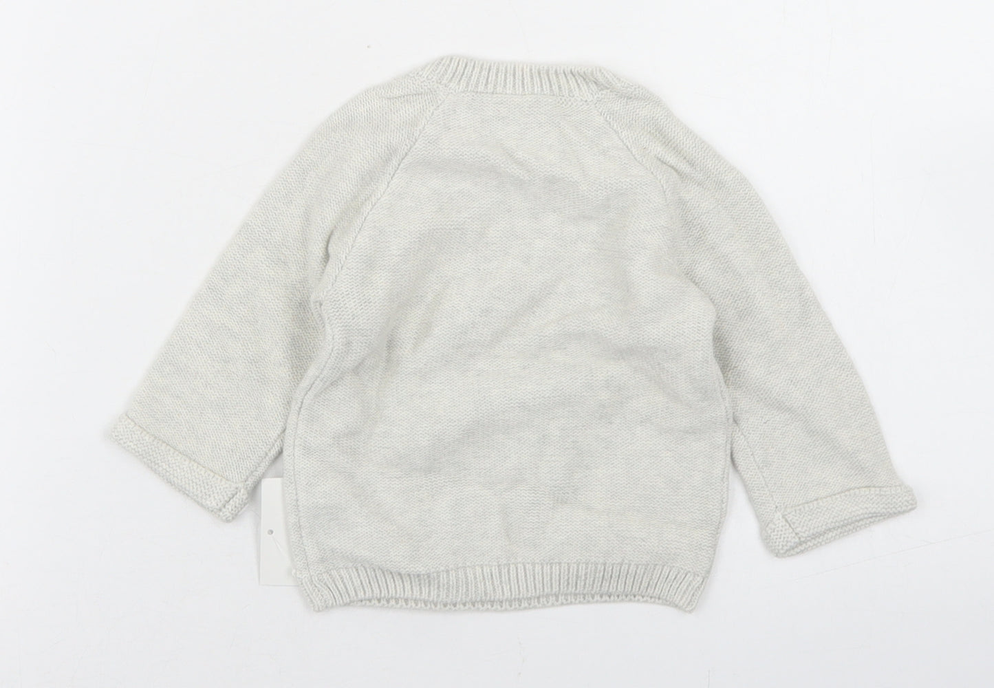 George Girls Grey  Cotton Pullover Jumper Size 0-3 Months  Button - Giraffe
