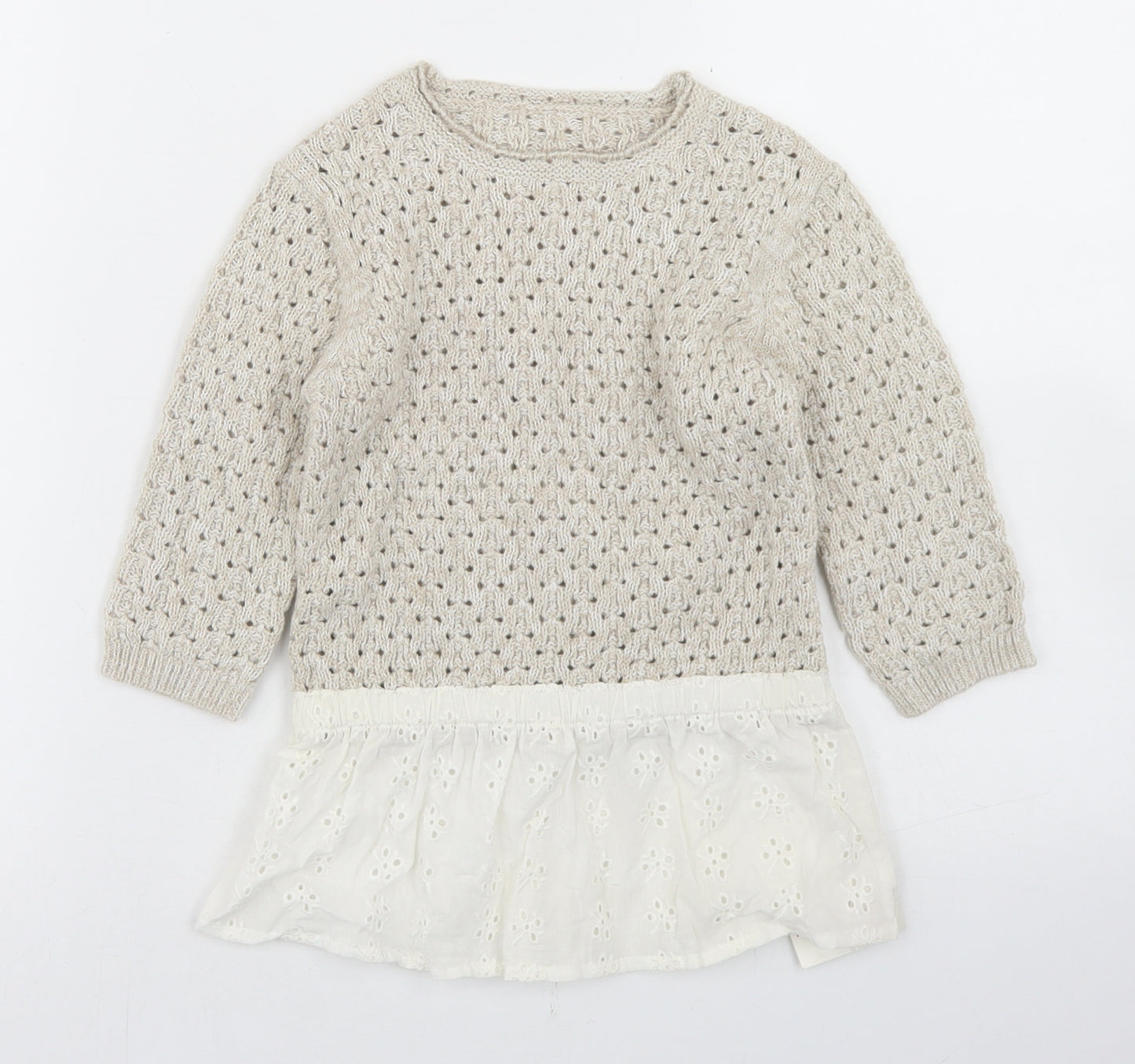 NEXT Girls Beige  Cotton Tunic Jumper Size 12-18 Months
