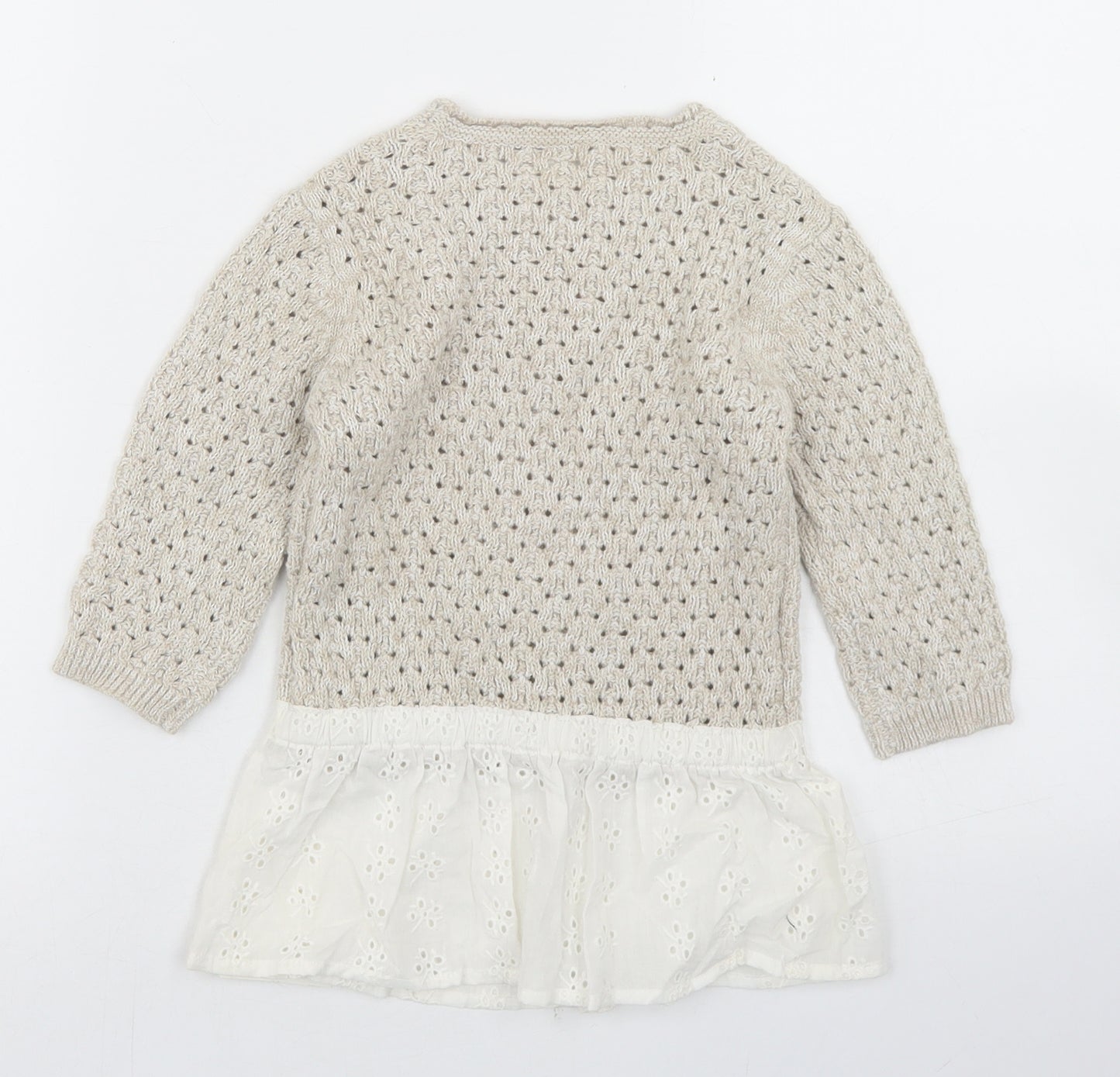 NEXT Girls Beige  Cotton Tunic Jumper Size 12-18 Months