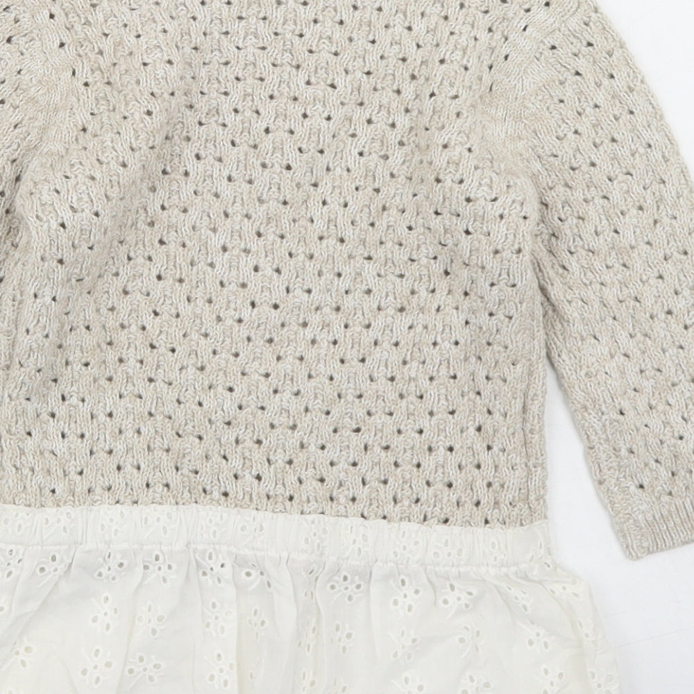 NEXT Girls Beige  Cotton Tunic Jumper Size 12-18 Months