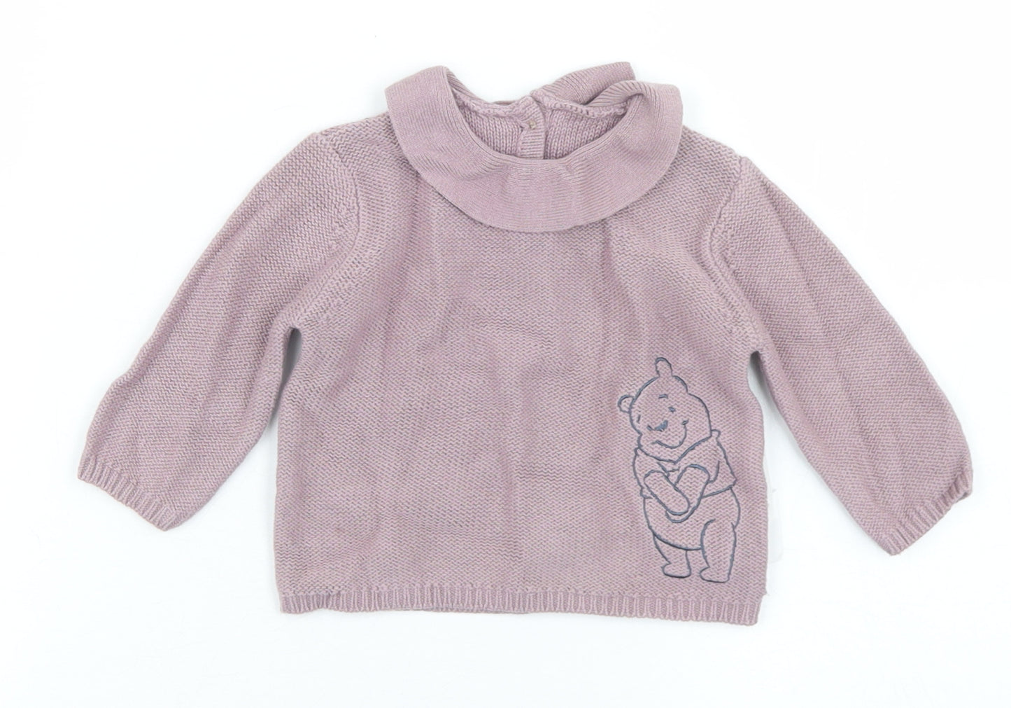 George Girls Purple  Cotton Pullover Jumper Size 0-3 Months  Button - Winnie The Pooh