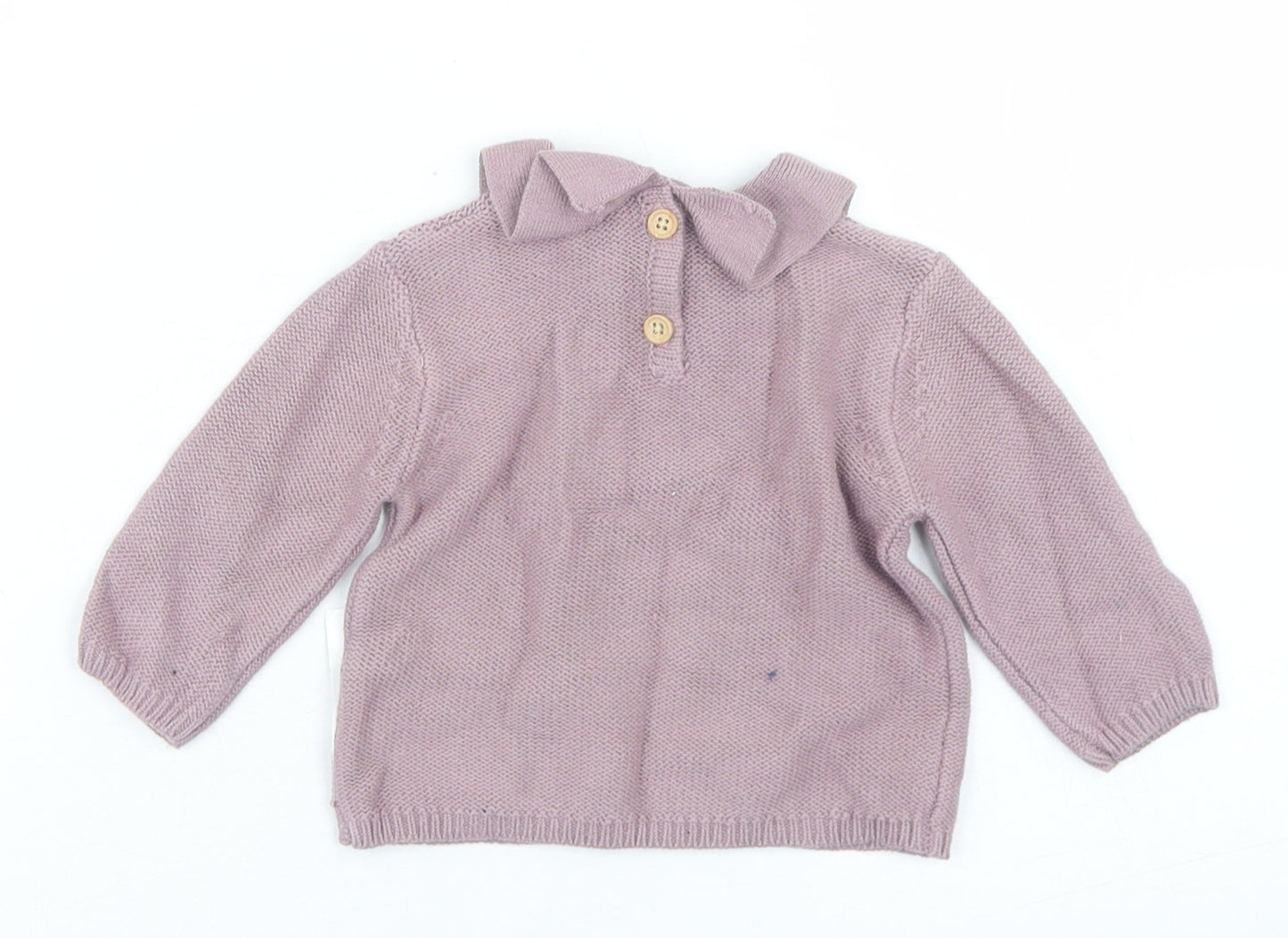 George Girls Purple  Cotton Pullover Jumper Size 0-3 Months  Button - Winnie The Pooh