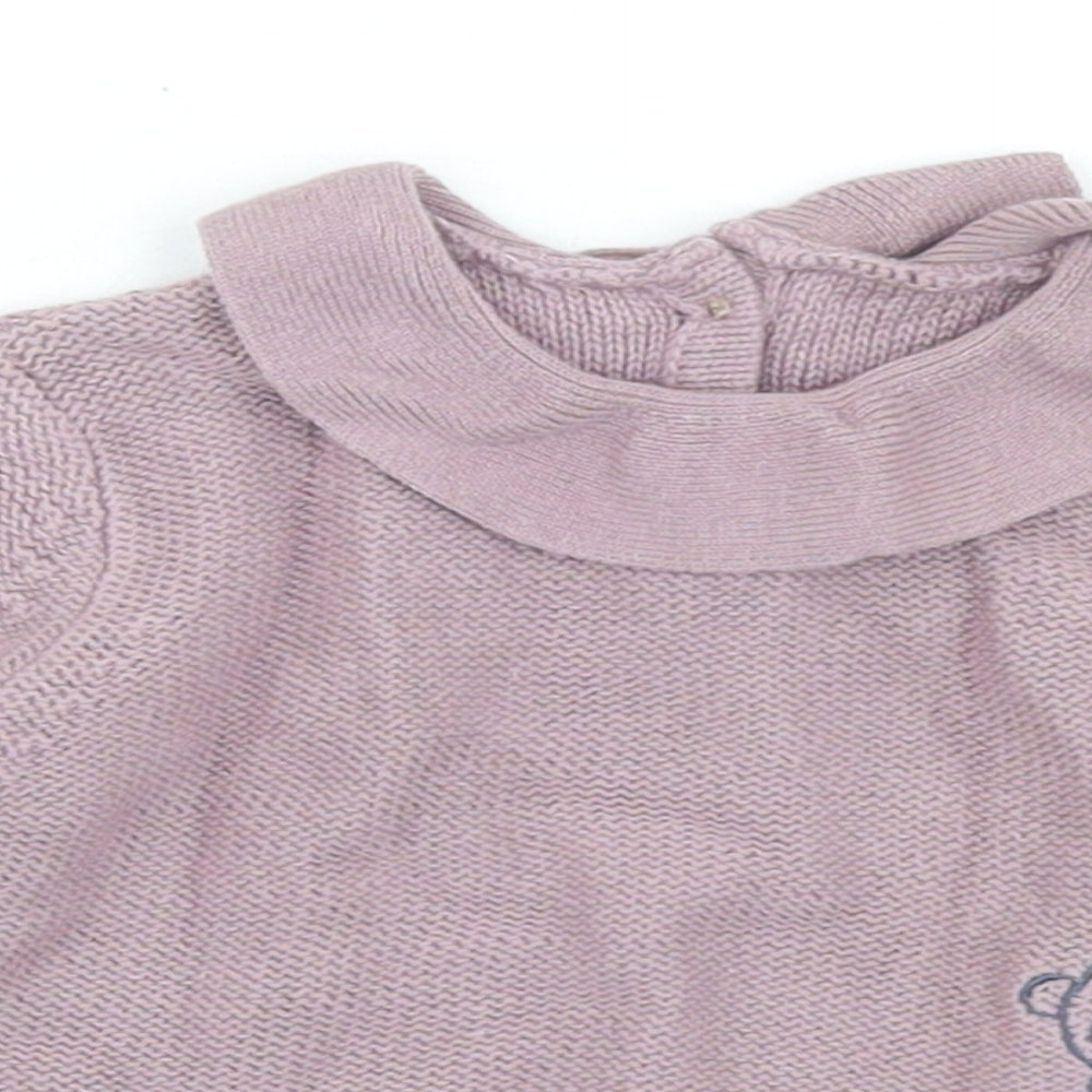 George Girls Purple  Cotton Pullover Jumper Size 0-3 Months  Button - Winnie The Pooh