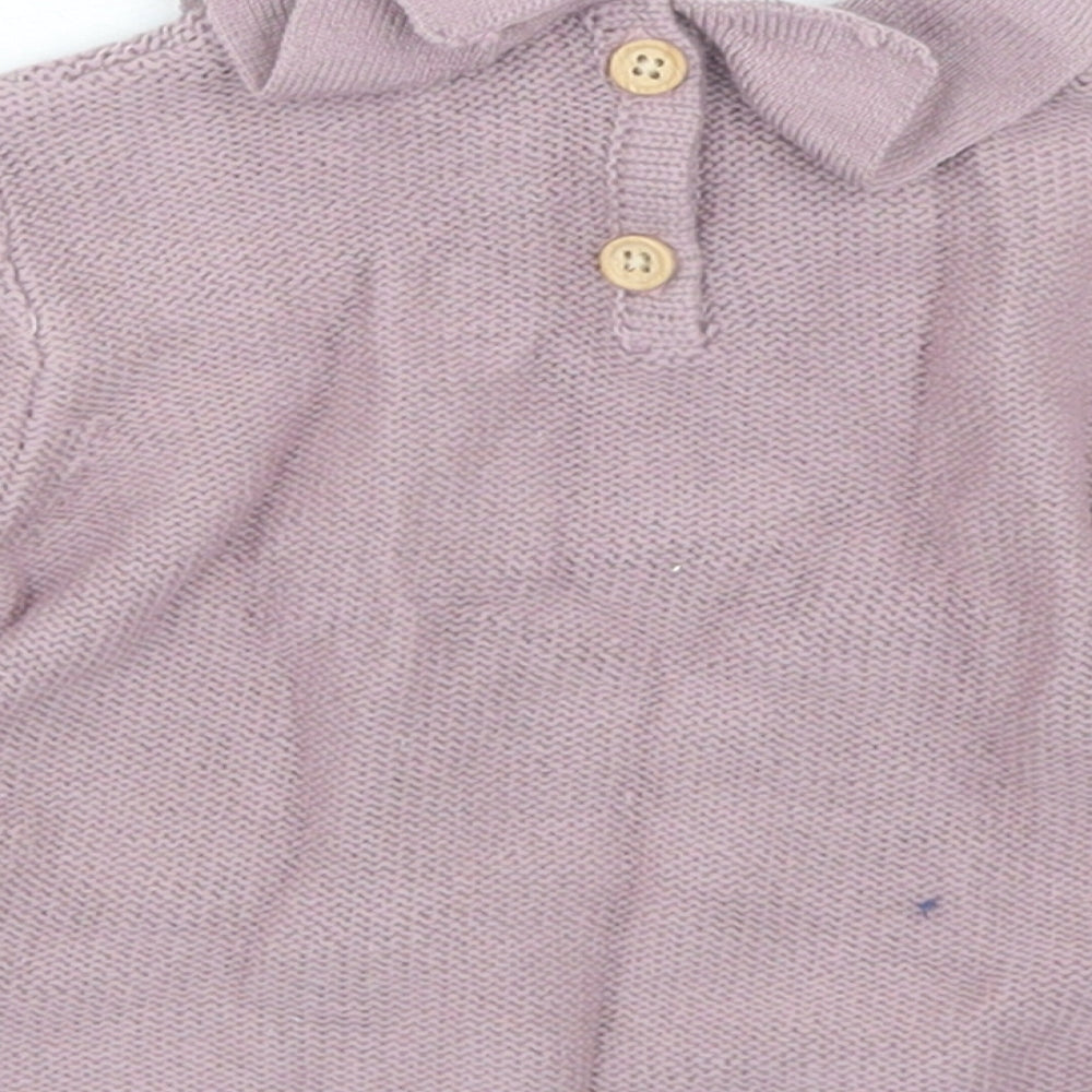 George Girls Purple  Cotton Pullover Jumper Size 0-3 Months  Button - Winnie The Pooh