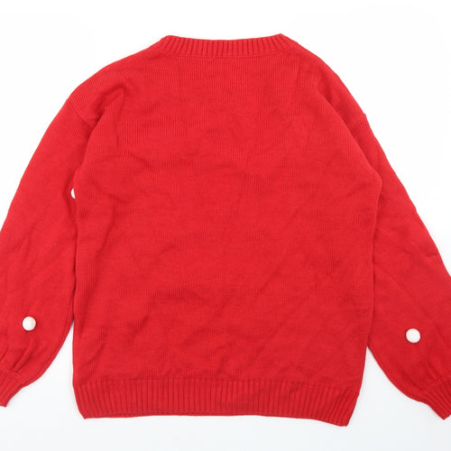 Disney Womens Red Crew Neck  Acrylic Pullover Jumper Size S   - Minnie Mouse Christmas Jumper