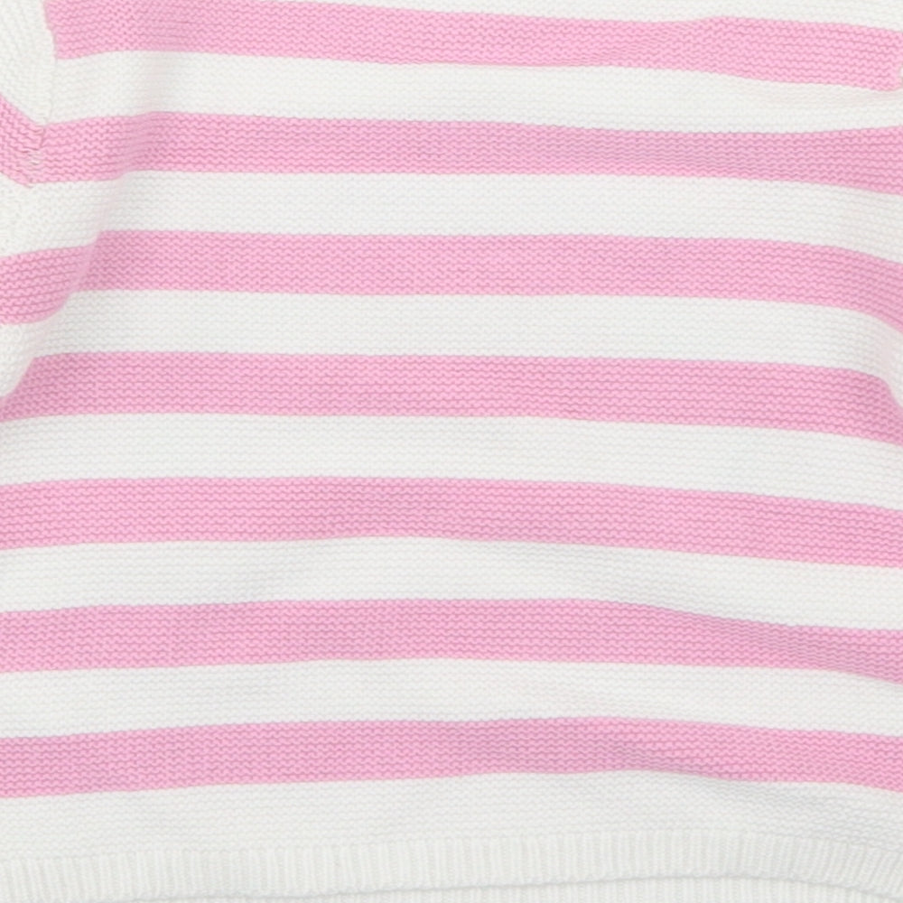 Dunnes Stores Girls Pink Striped Cotton Pullover Jumper Size 18-24 Months   - Rainbow