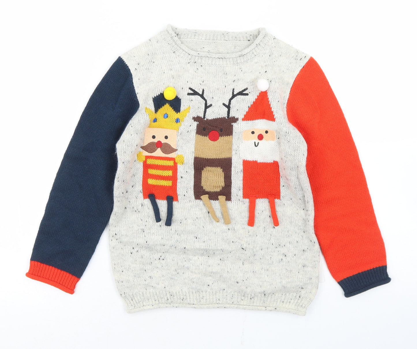 George Boys Multicoloured Round Neck Colourblock Acrylic Pullover Jumper Size 5-6 Years   - Christmas Jumper