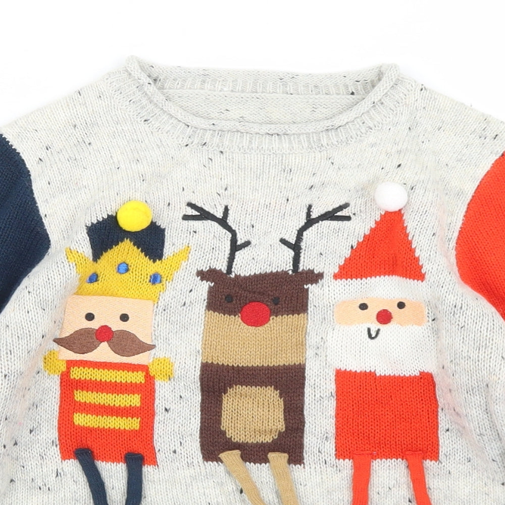 George Boys Multicoloured Round Neck Colourblock Acrylic Pullover Jumper Size 5-6 Years   - Christmas Jumper