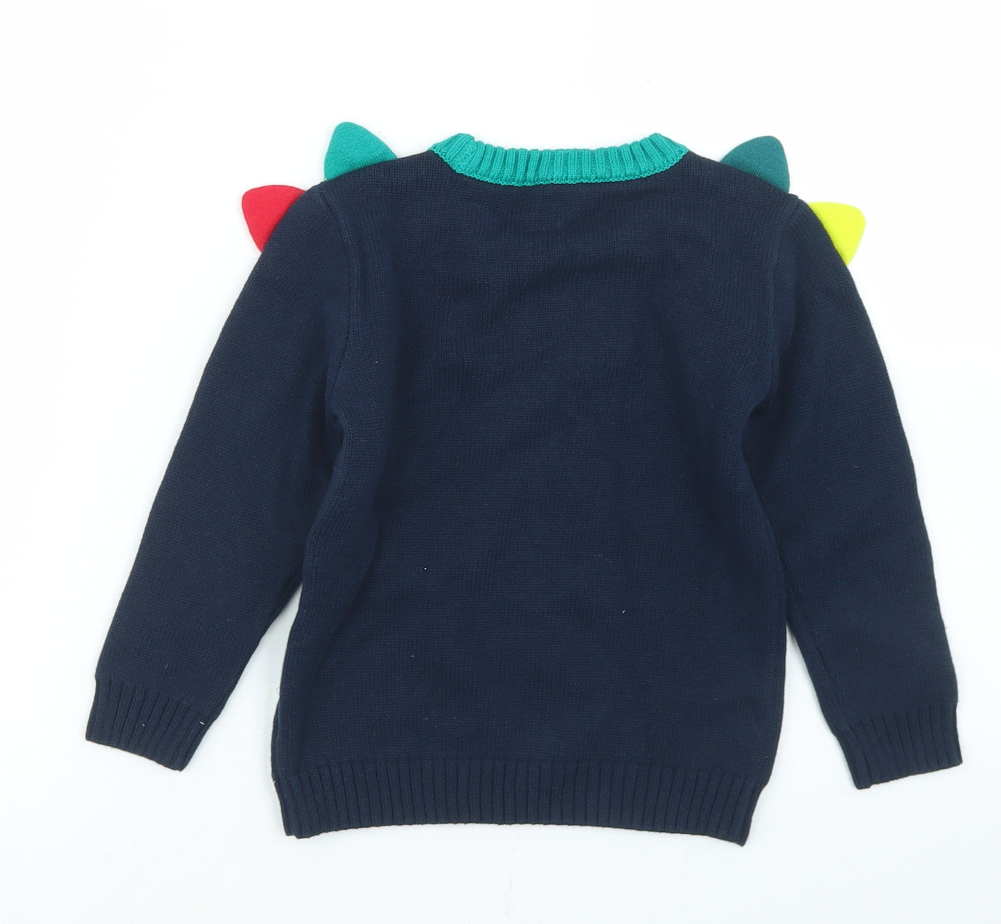 Nutmeg Boys Blue Crew Neck  Cotton Pullover Jumper Size 3-4 Years   - Dinosaurs