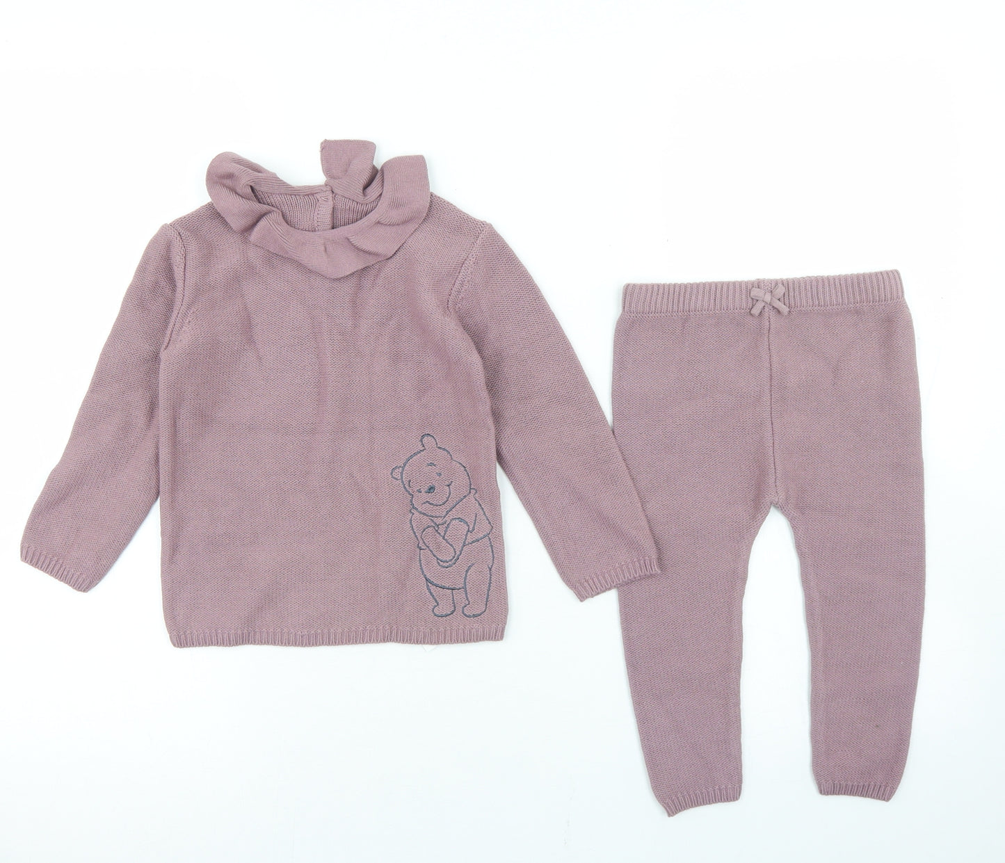 George Girls Purple  Cotton Trousers Set Outfit/Set Size 18 Months  Button - Winnie The Pooh