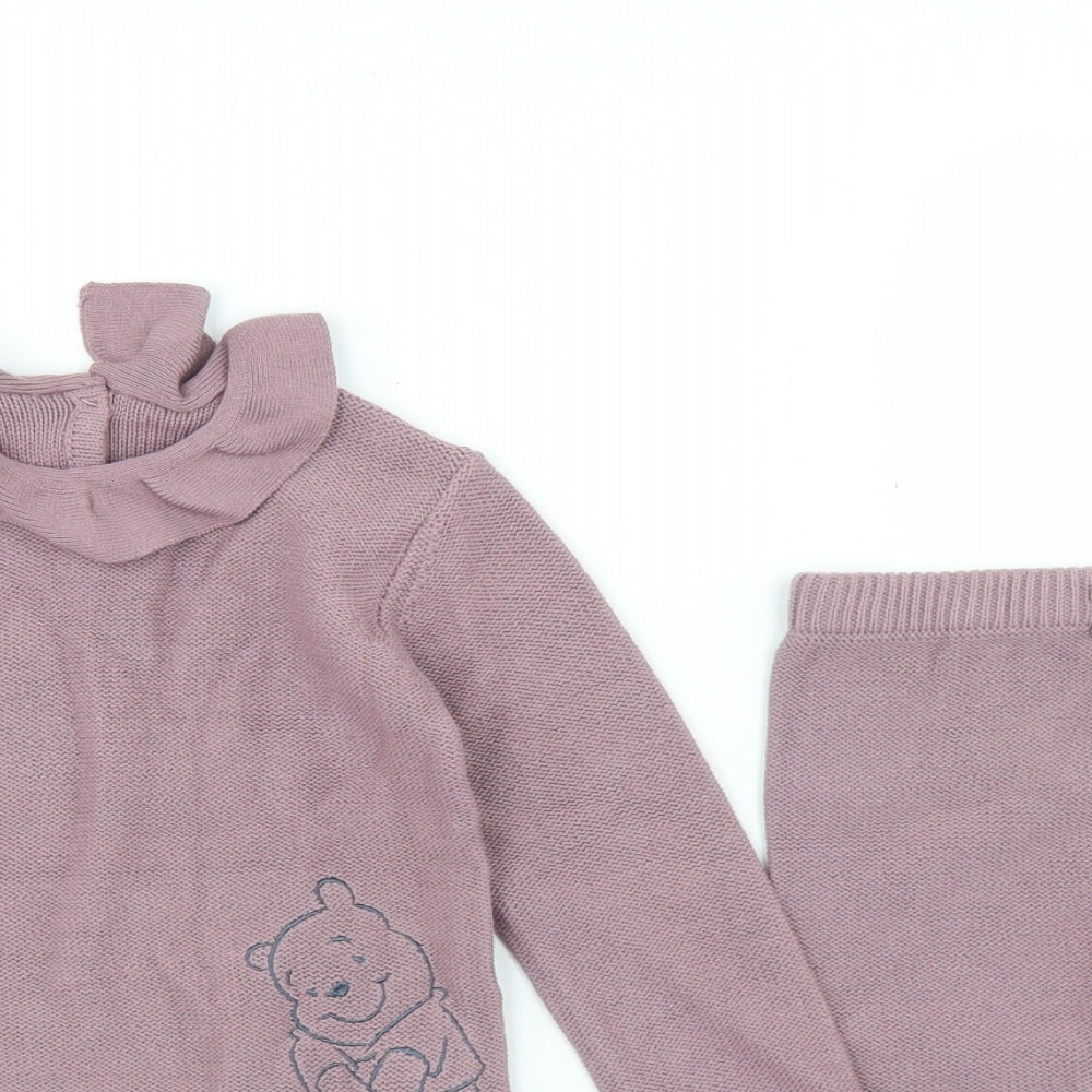 George Girls Purple  Cotton Trousers Set Outfit/Set Size 18 Months  Button - Winnie The Pooh