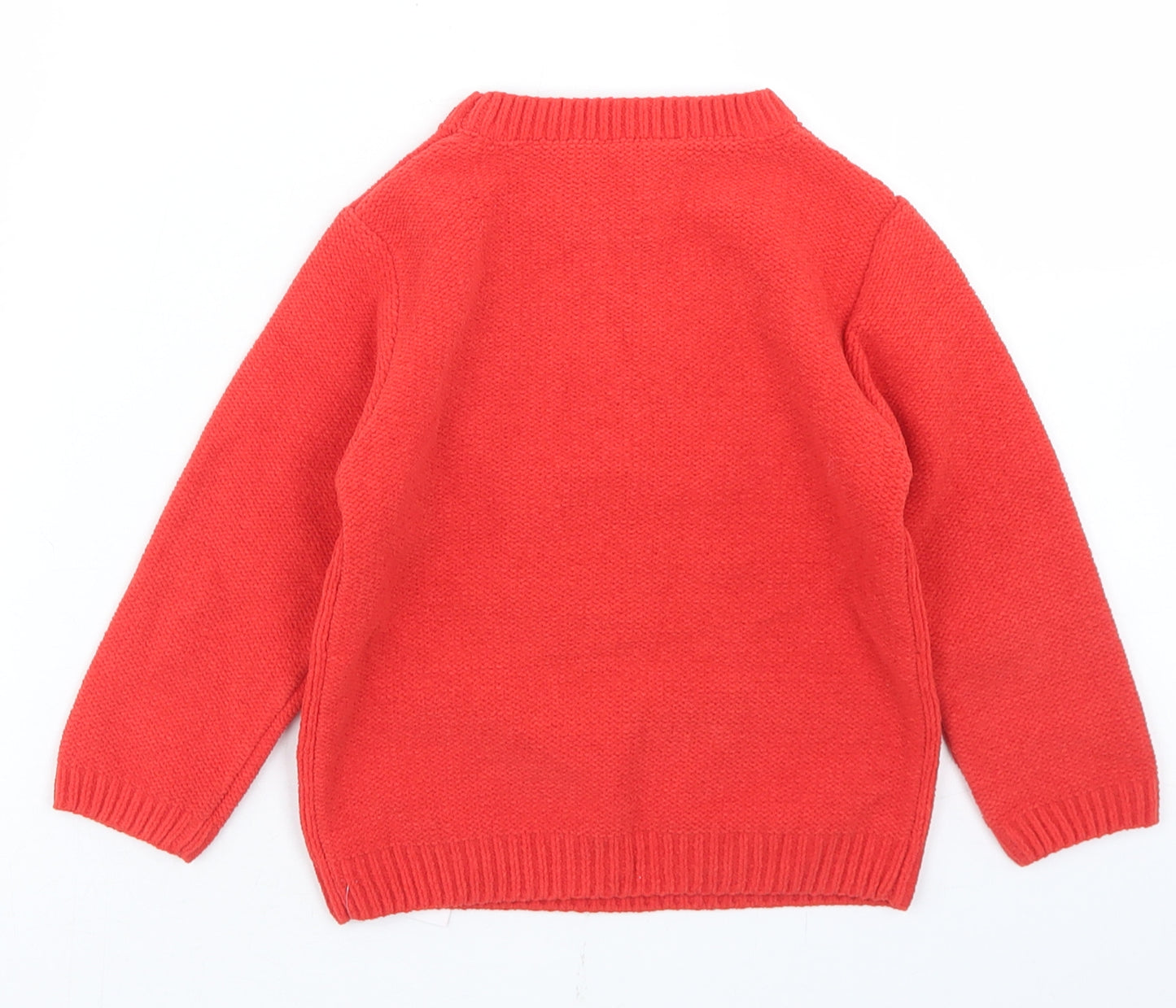 George Boys Red  Polyester Pullover Jumper Size 18-24 Months   - Christmas Reindeer, Chenille