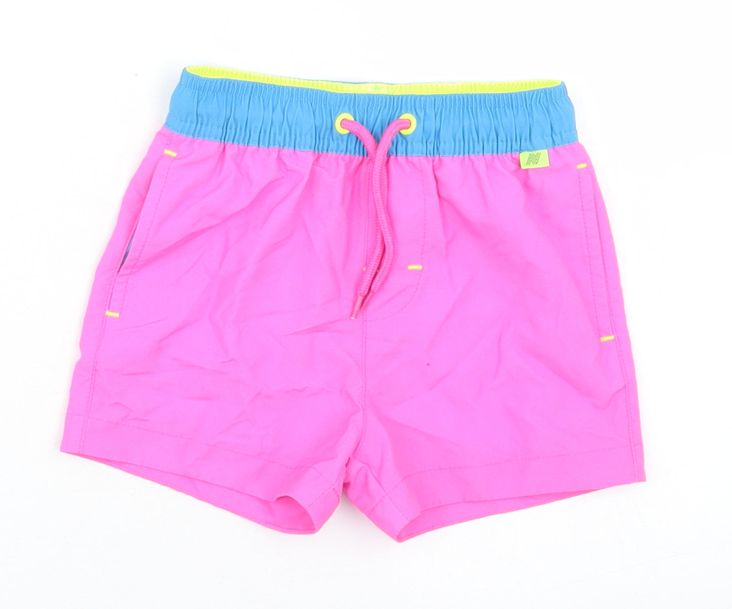 NEXT Boys Pink Colourblock Polyester Cropped Trousers Size 12-18 Months  Drawstring - Board Shorts