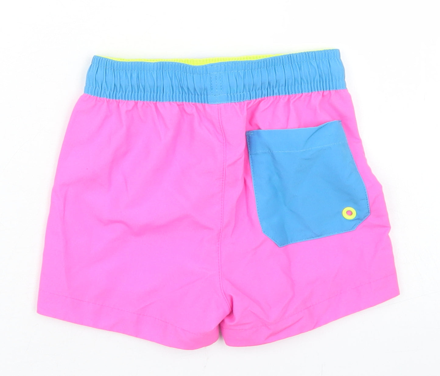 NEXT Boys Pink Colourblock Polyester Cropped Trousers Size 12-18 Months  Drawstring - Board Shorts