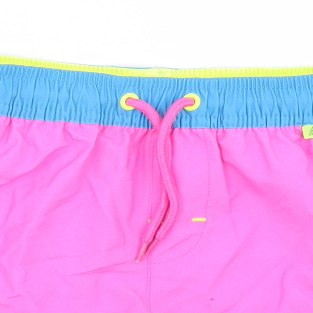 NEXT Boys Pink Colourblock Polyester Cropped Trousers Size 12-18 Months  Drawstring - Board Shorts
