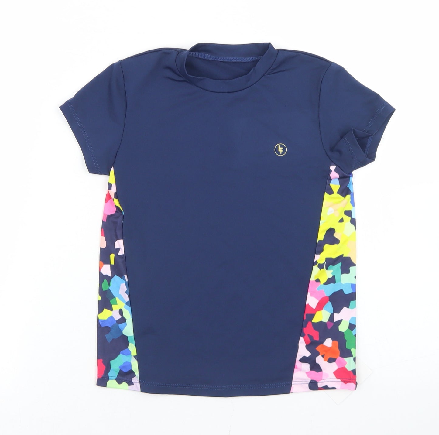 Willow Girls Blue Geometric Polyester Basic T-Shirt Size 5-6 Years Mock Neck  - Rasher Vest
