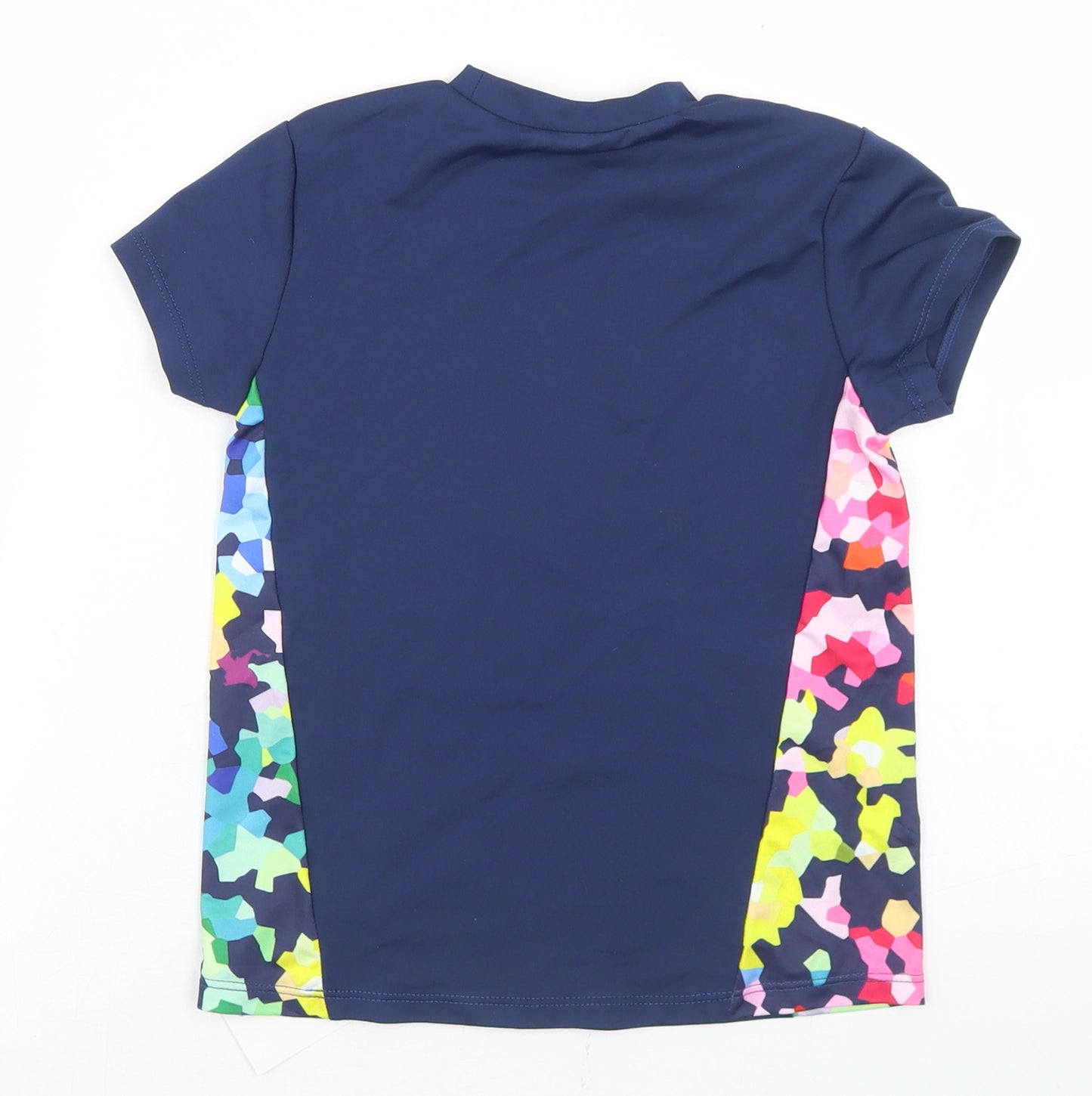 Willow Girls Blue Geometric Polyester Basic T-Shirt Size 5-6 Years Mock Neck  - Rasher Vest
