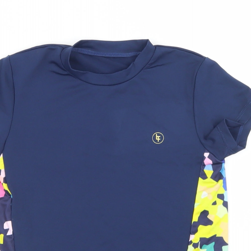 Willow Girls Blue Geometric Polyester Basic T-Shirt Size 5-6 Years Mock Neck  - Rasher Vest