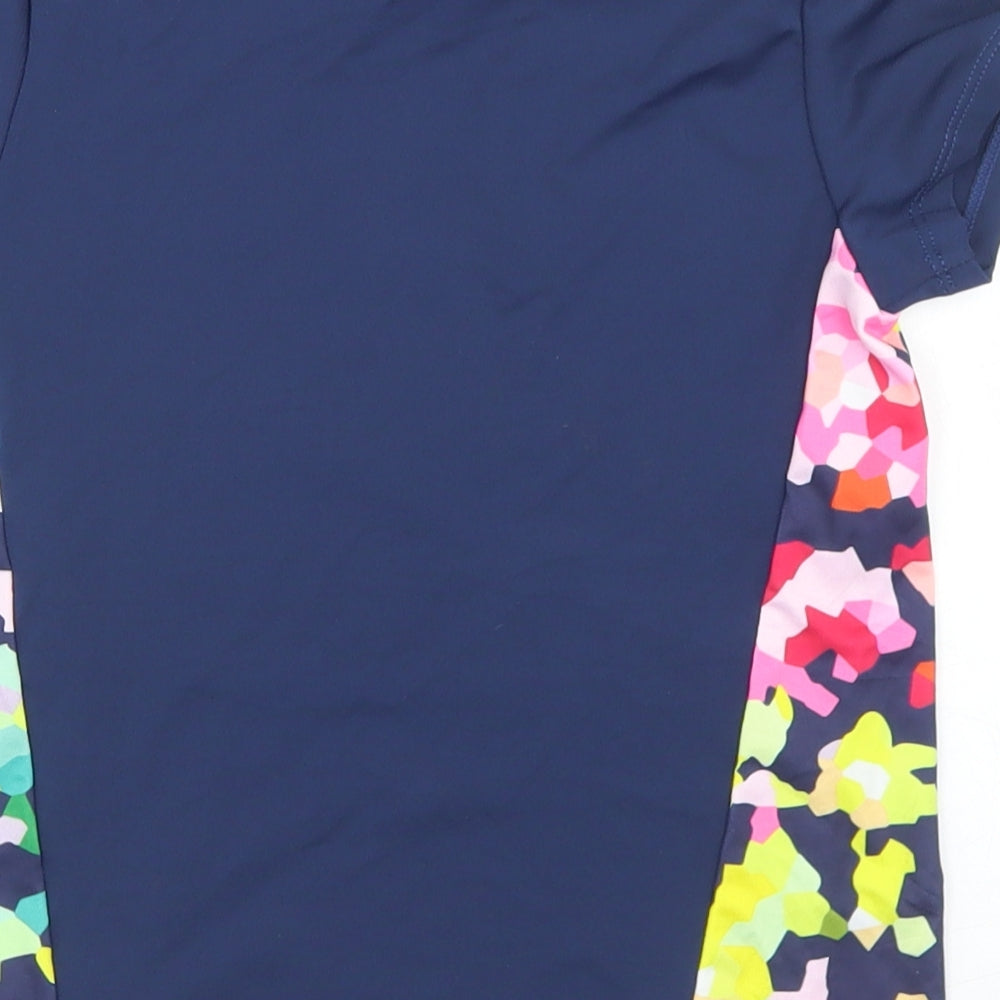 Willow Girls Blue Geometric Polyester Basic T-Shirt Size 5-6 Years Mock Neck  - Rasher Vest