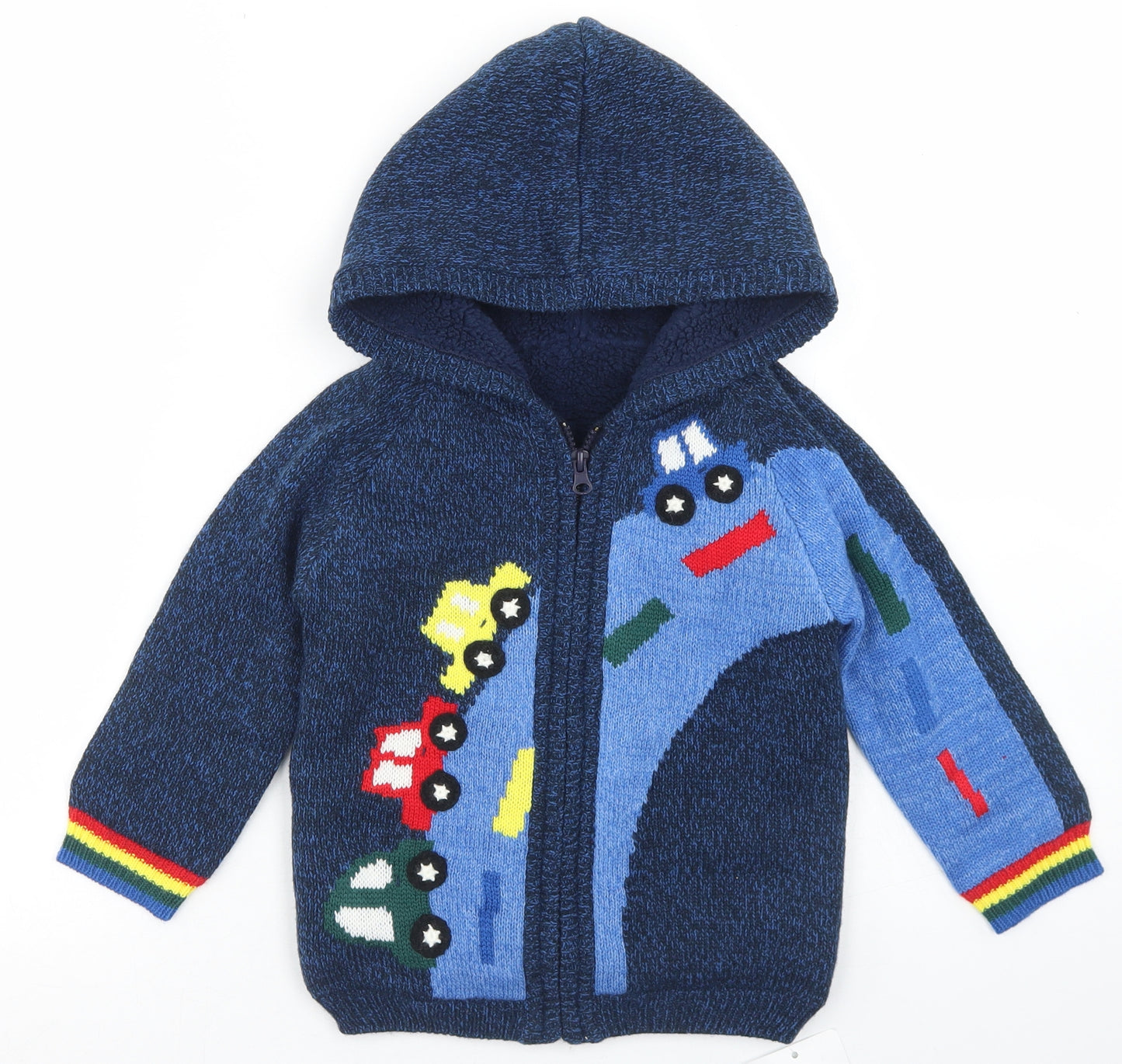 George Boys Blue   Jacket  Size 3-4 Years  Zip - Cars