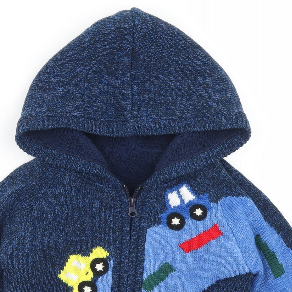 George Boys Blue   Jacket  Size 3-4 Years  Zip - Cars