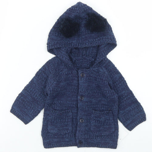 George Boys Blue  Cotton Cardigan Jumper Size 0-3 Months  Button