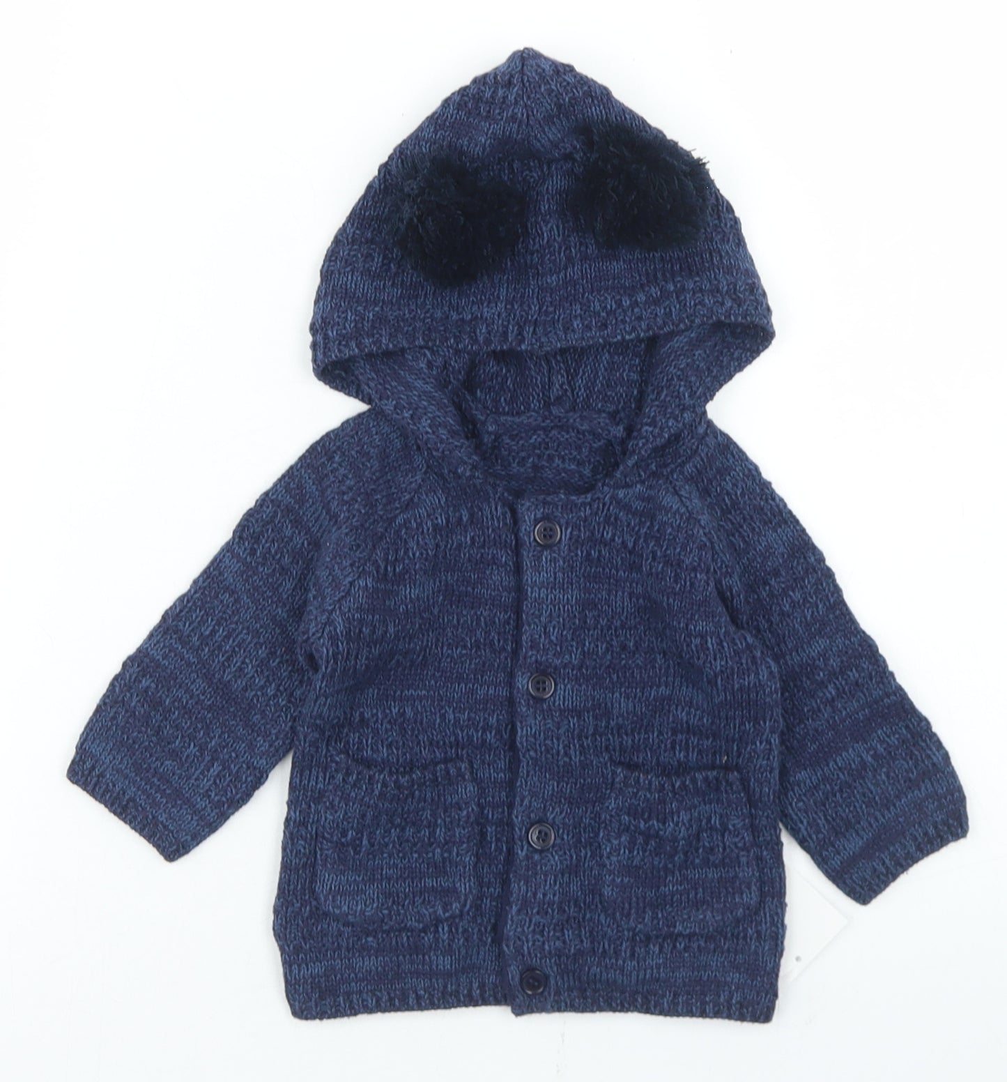 George Boys Blue  Cotton Cardigan Jumper Size 0-3 Months  Button