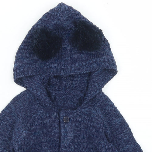 George Boys Blue  Cotton Cardigan Jumper Size 0-3 Months  Button