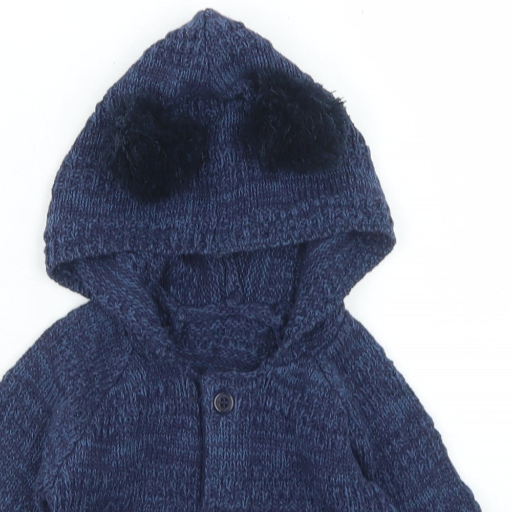 George Boys Blue  Cotton Cardigan Jumper Size 0-3 Months  Button