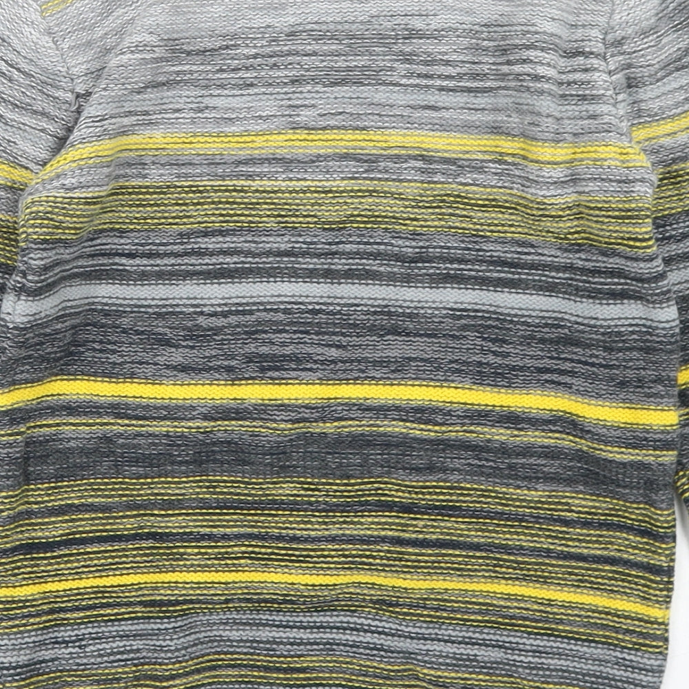 Nutmeg Boys Grey Crew Neck Striped Cotton Pullover Jumper Size 7-8 Years