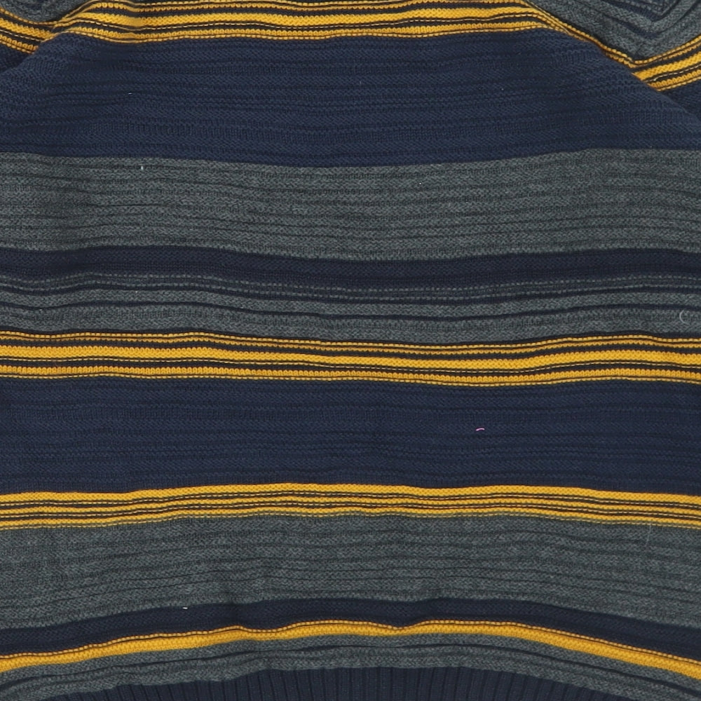 Nutmeg Boys Blue Crew Neck Striped Cotton Pullover Jumper Size 11-12 Years