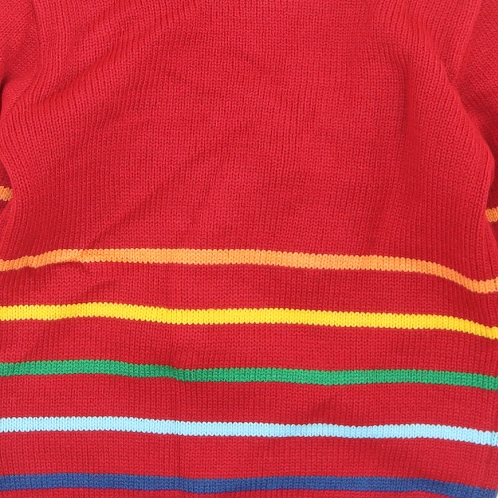 Nutmeg Boys Red Crew Neck Striped Acrylic Pullover Jumper Size 3-4 Years   - Dinosaur Christmas Tree