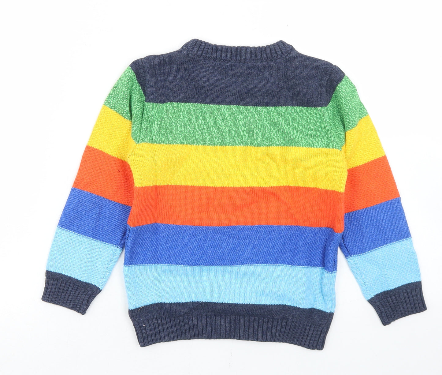 NEXT Boys Multicoloured Crew Neck Striped Cotton Pullover Jumper Size 3-4 Years   - Animals