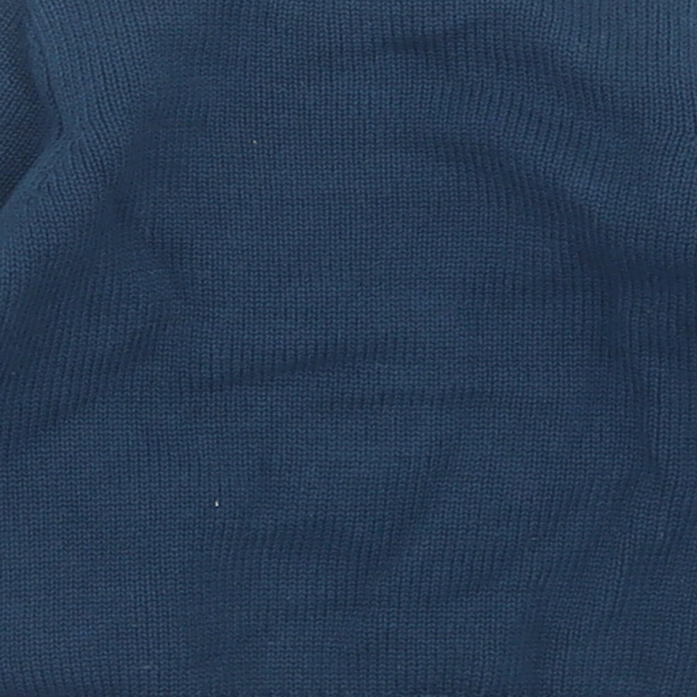 Preworn Boys Blue  Acrylic Pullover Jumper Size 3-6 Months  Button - Bear