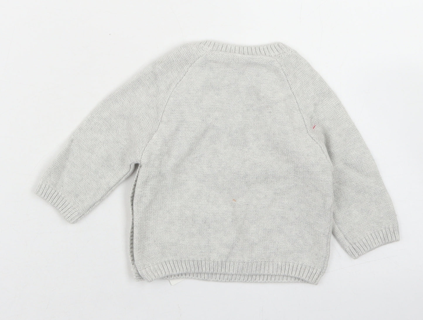 George Girls Grey  Cotton Pullover Jumper Size 0-3 Months  Button - Mouse