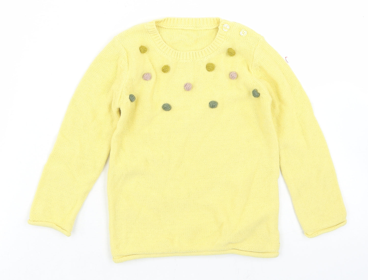 George Girls Yellow  Cotton Pullover Jumper Size 18-24 Months  Button